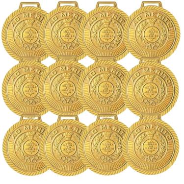 Imagem de Kit com 60 Medalhas Rema Honra Ao Mérito 50mm com Fita Ouro 4450-Unissex
