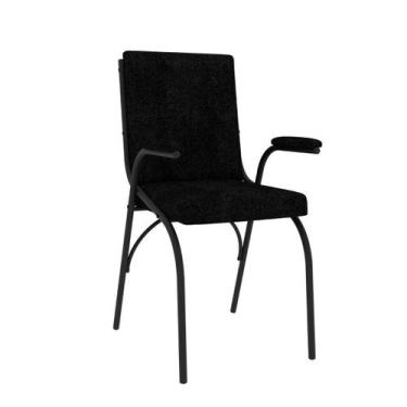 Imagem de Cadeira Office c/ Estofado Secretária Aço Forte Onix Preto - Art Panta