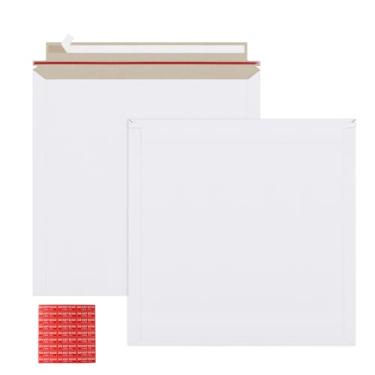Imagem de zmybcpack Pacote com 25 envelopes rígidos de 31,8 x 31,8 cm para documentos fotográficos permaneçam planos envelopes de papelão brancos para fotografia, CD, fotos, documentos