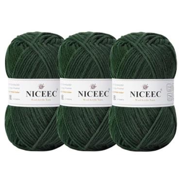 Imagem de NICEEC 3 novelos de lã macia - fio acrílico para tricô penteado fio de qualidade para artesanato faça você mesmo fio de mistura de lã para fio de cobertor de crochê (3 × 3,502 g, 3 × 153 jardas) -