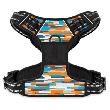 Imagem de Rnivvi Peitoral para cães, fofo boêmio, sem puxar, tamanho médio, peitoral refletivo para filhotes, colete macio ajustável para cães médios, peitoral para animais de estimação com alça de controle