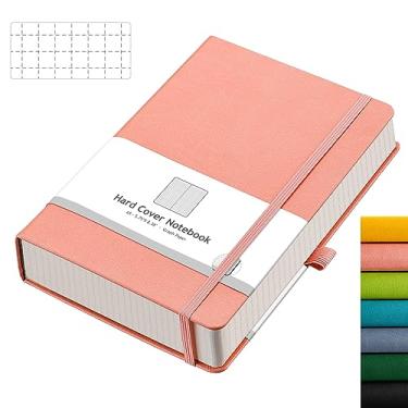 Imagem de AHGXG Caderno de papel milimetrado – Caderno quadriculado de 320 páginas A5, papel milimetrado grosso de 100 g/m², capa dura de couro, bolso interno, 14 cm × 21 cm - rosa