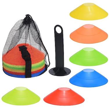 Imagem de PATIKIL Pacote com 60 cones de futebol para agilidade de treinamento, pequenos cones para sala de aula, mini cones de futebol com alça cones de treinamento de borracha para exercícios esportivos,