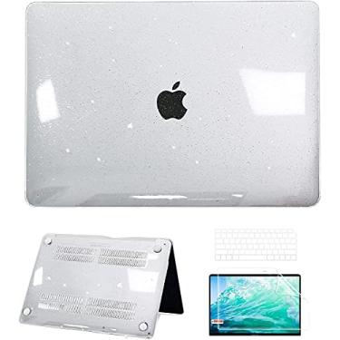 Imagem de AOKILOM Capa compatível com MacBook Air de 13 polegadas versão antiga 2010-2017 (A1466 e A1369), capa rígida de plástico brilhante transparente e capa de teclado e protetor de tela