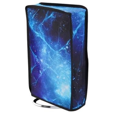 Imagem de playvital Capa vertical contra poeira para ps5 Slim Disc Edition (o novo design menor), capa protetora à prova d'água de nylon à prova de poeira para console ps5 Slim - Blue Nebula