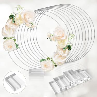 Imagem de GUDELAK 24 peças de decoração de mesa de centro de mesa de argola floral de 30,5 cm, centros de mesa de metal prata com base acrílica, decorações de mesa de centro de mesa de casamento para decoração