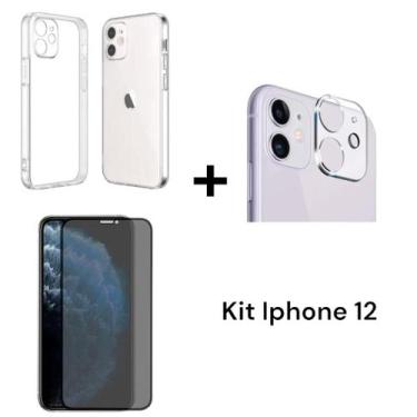 Imagem de Kit Película Anti Espião 3D De Vidro + Película Câmera + Capinha Capa 