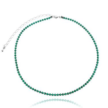 Imagem de Choker Riviera Verde Esmeralda Fashion Semijoia Banhada (Prateado)