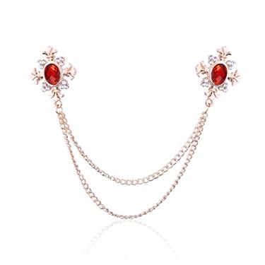 Imagem de Anmpab Broche de corrente de borla de cristal de cruz broche de colar de borla de ouro e prata broches de lapela de strass para homens e mulheres acessórios de terno broche de corrente de borla de cristal cruz. Broches de colar de borla de prata dourada broches de lapela de strass para homens e mulh