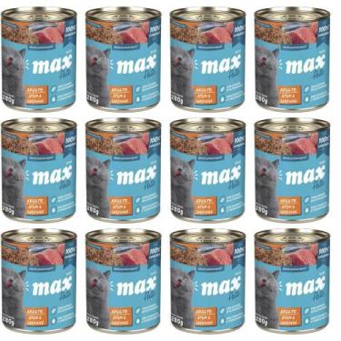 Imagem de Ração Úmida Max Cat Lata Gato Adulto Atum Sardinha 280g 12un - Max Tot