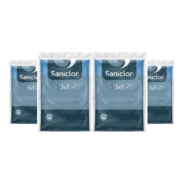 Imagem de Kit 4 Cloro Multi Ação 3 em 1 Granulado 1kg Dicloro Crystal Saniclor