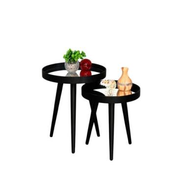 Imagem de Mesa de Centro Espelhada Decorativa Redonda Pé Palito Sala - Madecor I
