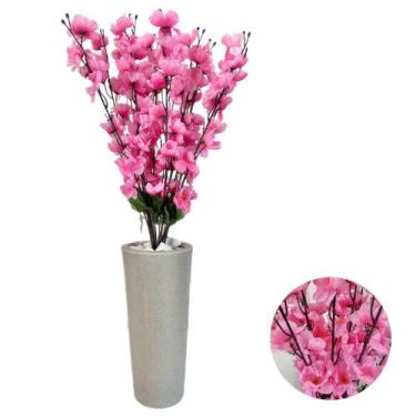 Imagem de Cerejeira Pessegueiro Flor Artificial + Vaso Cone Decorativo - PlantaI