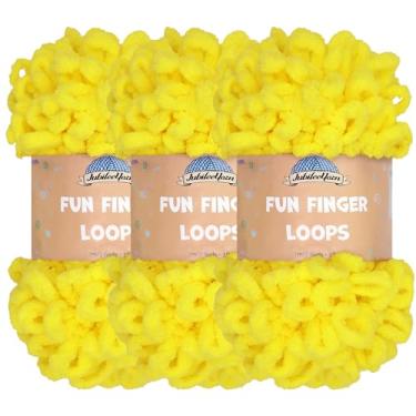 Imagem de JubileeYarn Fio divertido para dedos - poliéster jumbo - 100 g/novelo - Limoncello - 3 novelos