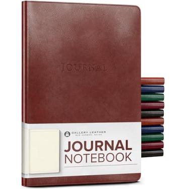 Imagem de Gallery Leather Caderno de diário – 192 páginas, capa mole, para homens e mulheres, para escrever, trabalhar e viajar, feito à mão – Acádia Tan – 20 x 14 cm, forrado para mesa