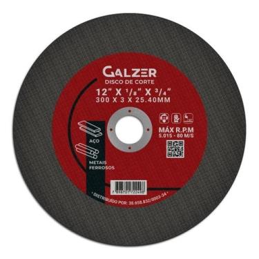 Imagem de Disco de corte para Aço/Aço Inox 12" Furo 25mm - Galzer