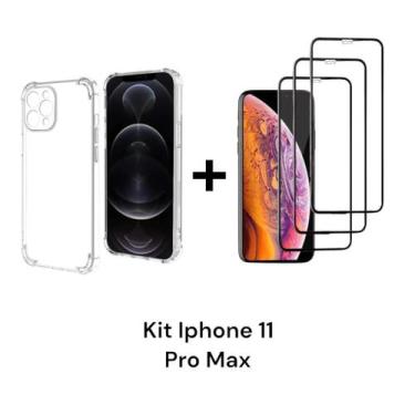 Imagem de 1UN Capinha Anti Impacto + 3UN Películas 3D Vidro P/ Iphone 11/ 11PRO 
