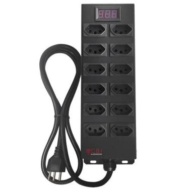 Imagem de Régua 12 Tomadas Voltimetro 4000w - CBI Iluminação, 20 Ampere, 10 Metr
