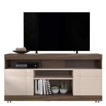 Imagem de Rack Bancada Yara para TV até 47 - Colibri, Nogueira Real/Off White