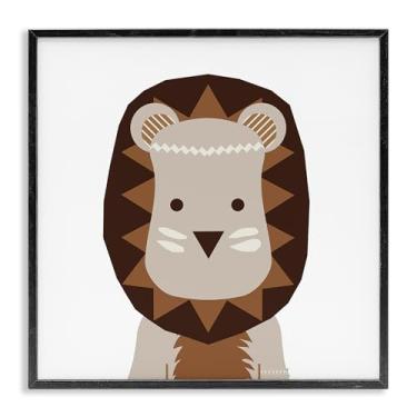 Imagem de Stupell Industries Design de parede giclée emoldurado em tom neutro leão preto por Daniela Santiago, 12 x 12