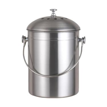 Imagem de FytStycale Lixeira de compostagem de aço inoxidável, balcão de cozinha, lixeira de lixo, lixeira de compostagem reciclável para