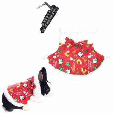 Imagem de Fantasia de Natal para animais pequenos, roupas de coelhinho, Papai Noel, boneco de neve, para furão, porquinho-da-índia, coelhinho, hamster (P)