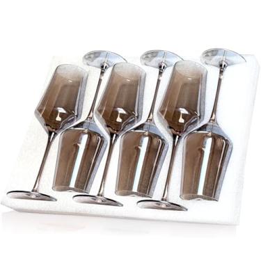 Imagem de comfit Conjunto de taças de vinho cinza esfumaçado/cinza de 170 a 400 ml, cor não desbota, taças de vinho coloridas sopradas à mão - presentes para amantes, dia das mães, casamento, presentes de