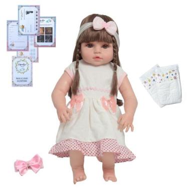 Imagem de Boneca Reborn Realista Cabelo Castanho Cegonha Reborn Dolls