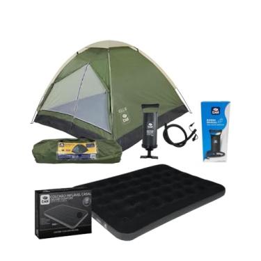 Imagem de Kit barraca para 2 pessoas e colchão casal com bomba de ar manual