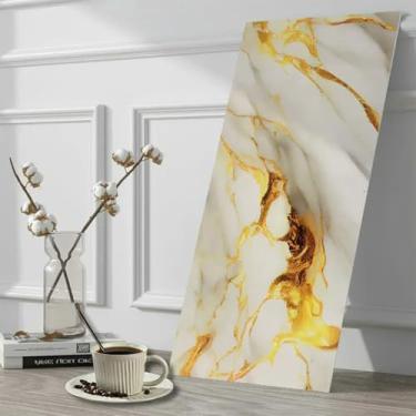 Imagem de 20 Placas Adesiva Mármore Parede Painel Autocolante Dourado Revestimento 3D 30x60cm Decorativo Triboshop Premium