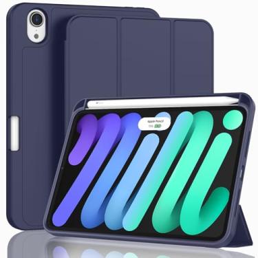 Imagem de ZryXal Para Ipad Mini 7 Case A17 Pro 2024/Ipad Mini 6 Case 2021 8,3 Polegadas Com Suporte Para Lápis, Ipad Mini 7ª/6ª Geração Case Com Parte Traseira De Tpu Macio E Suspensão/Ativação Automática, Az