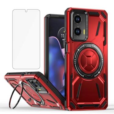 Imagem de Asuwish Capa de telefone compatível com Motorola Moto G Stylus 5G 2024 e protetor de tela de vidro temperado, suporte de anel de metal, suporte, à prova de choque, capa G5 para mulheres e homens