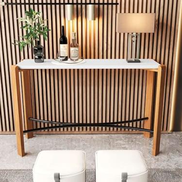 Imagem de Aparador Austria Hall de Entrada Sala Pés de Madeira Detalhe em aço Tampo de Mdf Branco