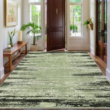 Imagem de TranquilNest Tapete de área lavável moderno abstrato listrado resistente a manchas fácil de limpar tapete interior macio de pilha baixa capa de chão dobrável para quarto, sala de estar, sala de jogos,