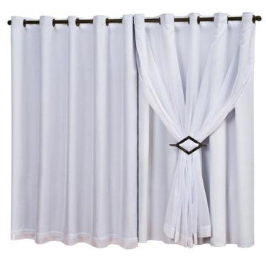 Imagem de Cortina Corta Luz Em Tecido Blackout Com Voil 4m L X 2,20m A Com Ilhós