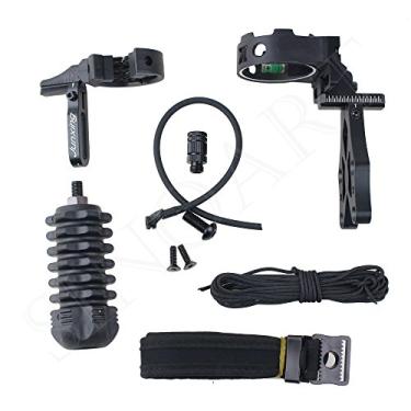 Imagem de SinoArt Conjunto combo de acessórios para tiro com arco e flecha, mira de arco de 5 pinos com nível e luz, descanso de flecha, estabilizador, estilingue para arco composto e arco recurvo (preto)