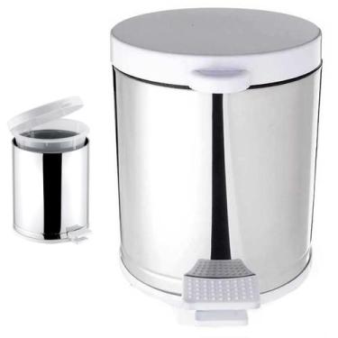 Imagem de Lixeira Inox P/ Banheiro e Cozinha C/ Pedal e Recepiente em Plástico T