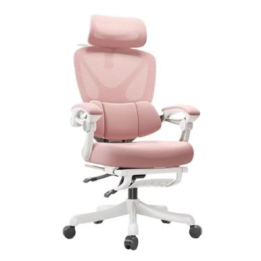 Imagem de Lzyjckh Cadeira Executiva para Home Office Cadeira de Escritório em Malha com Apoio de Cabeça Ajustável Cadeira de Escritório Ergonômica com Apoio para os Pés para Casa, Escritório, Jogos,Pink