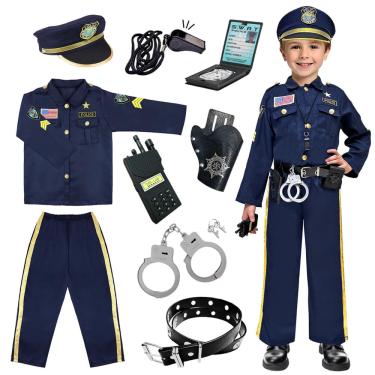 Imagem de Fantasia policial beikeetoo para cosplay infantil com acessórios