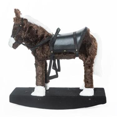 Imagem de Cavalo Cavalinho de Balanço de Madeira Brinquedo Upa Upa Com Revestimento de Pelúcia - Realista e Elegante, Ideal para Crianças de Dois a Cinco Anos (Marrom)