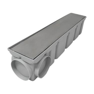 Imagem de Ralo Linear 10x50 Cola Piso ou Invisivel com Tela Anti-Inseto e Coletor Modular Cinza