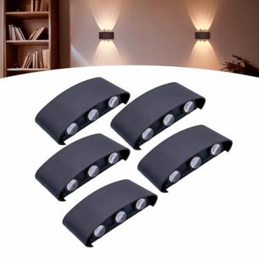 Imagem de Kit 5 Arandela Meia Lua Led 6w 6 Fachos Ip66 Bivolt 3000k (Preto)