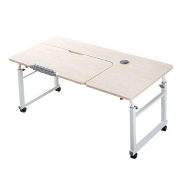 Imagem de Mesa de cama, mesa com rodinhas para cama, altura e comprimento ajustáveis, mesa inclinável com 8 ângulos ajustáveis, para casa, quarto, escritório, hospital