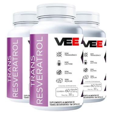 Imagem de Kit 3x Resveratrol Trans Trans-Resveratrol Premium Absorção Puro 60 Cápsulas Suplemento em Caps Importado Rende 30 Doses - VEE