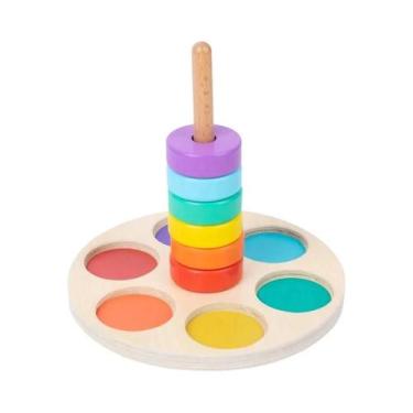 Imagem de Blocos de Madeira Montessori Arco-Íris para Crianças - Correspondência