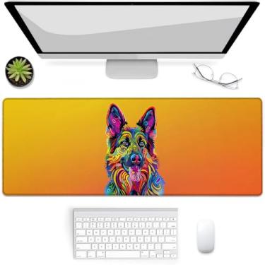 Imagem de VANZEV Pastor alemão colorido para jogos, mouse pad, tapete de mesa, base de borracha antiderrapante para computadores, laptop, escritório, escola, acessórios para casa, presentes 80 x 30 cm