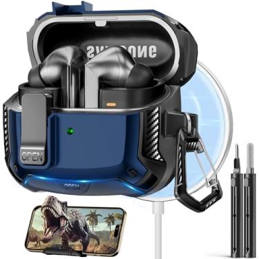 Imagem de Polislime Capa compatível com Samsung Galaxy Buds3 FE (2025)/Buds3 Pro (2024)/Buds 3 (2024) com suporte de telefone, compatível com MagSafe, com design de clipe de bloqueio seguro e kit de limpeza