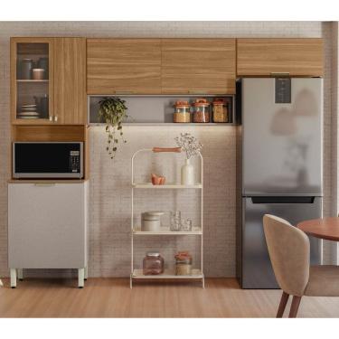 Imagem de Kit de Cozinha Compacta Alba 250m com Nicho Para Forno -  Amêndola Touch/ Nude Prime TX Demóbile 