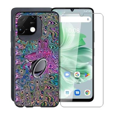 Imagem de KJYFOANI Capa para Umidigi G9T, [1 x película protetora de vidro temperado], amortecedor de TPU à prova de choque, com suporte de anel de rotação de 360° para Umidigi G9T (6,7 polegadas) - XV30