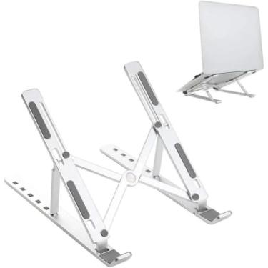 Imagem de Suporte De Notebook De Alumínio Ajustável Para Notebook De 6 Ângulos Ajustável De Alumínio Dobrável E Ergonômico Para Desktop Portátil Compatível Com Macbook, Ipad, Hp, Dell, Lenovo 10-17 Polegadas